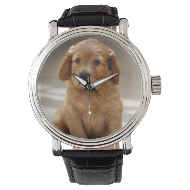 Reloj De Pulsera Cute Puppy Portrait Photo (Anverso)