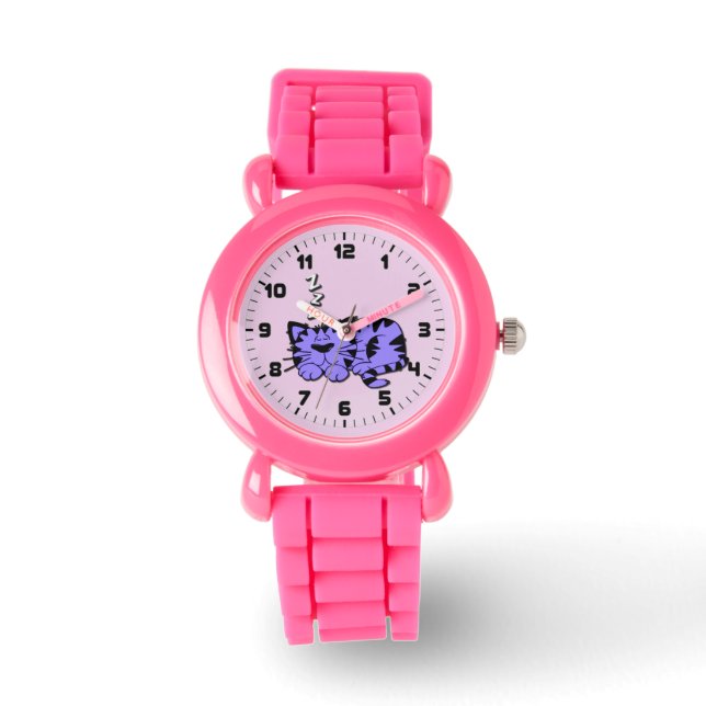 Reloj De Pulsera Cute Purple Kitty Cat Nap Writing Watch (Anverso)