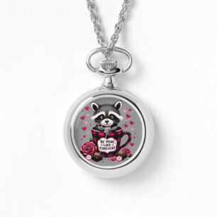 Reloj De Pulsera Cute Raccoon Valentine Buffalo Testético