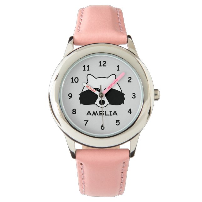 Reloj De Pulsera Cute raccoon watch personalizado con el nombre del (Anverso)