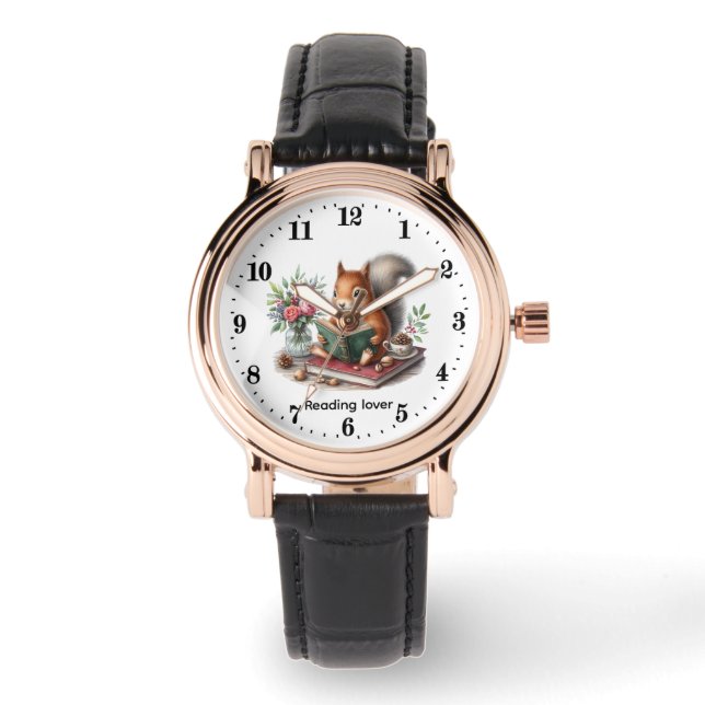 Reloj De Pulsera Cute reading lover squirrel  (Anverso)