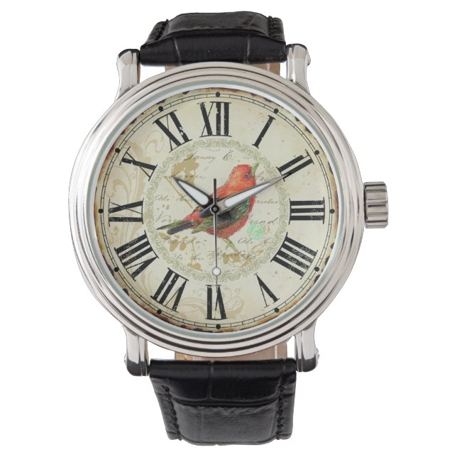 Reloj De Pulsera cute red bird roman numeric (Anverso)