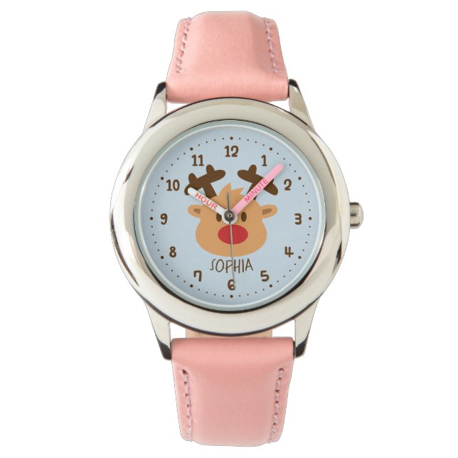 Reloj De Pulsera Cute Red Noser Reindeer Niños Vigilancia Personali (Anverso)