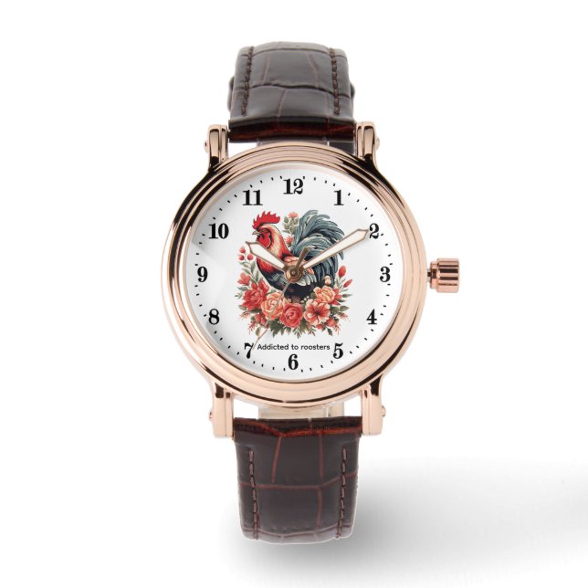 Reloj De Pulsera Cute rooster lovers customizable (Anverso)