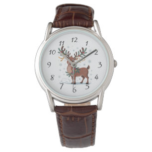 Reloj De Pulsera Cute Rudolph con acentos dorados