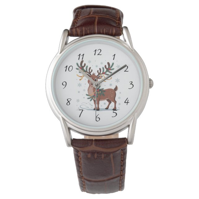 Reloj De Pulsera Cute Rudolph con acentos dorados (Anverso)