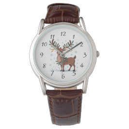 Reloj De Pulsera Cute Rudolph with Gold Accents