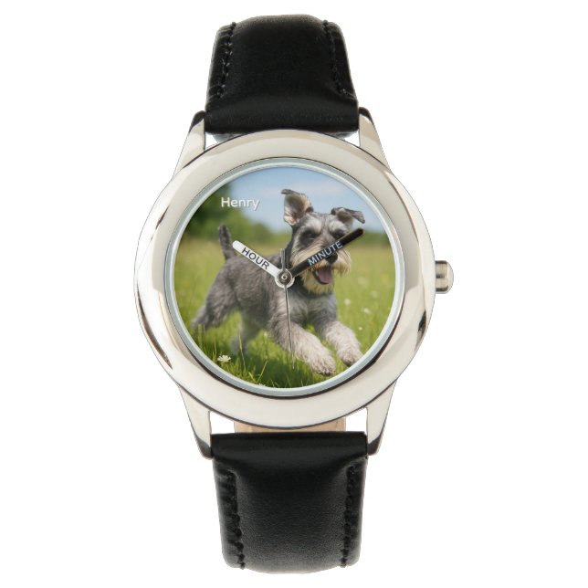 Reloj De Pulsera Cute Schnauzer Kid's Personalized Watch (Anverso)