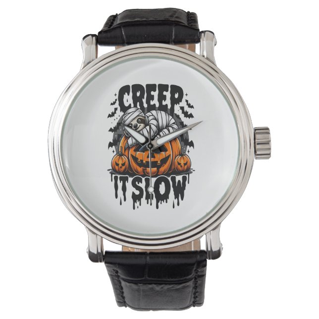 Reloj De Pulsera Cute Sloth Happy Halloween (Anverso)