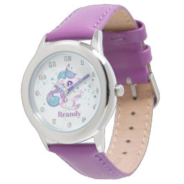Reloj De Pulsera Cute unicornio añadir nombre chica mirar