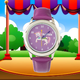 Reloj De Pulsera Cute unicornio carrusel añadir nombre