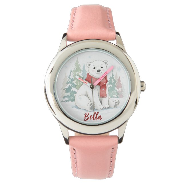 Reloj De Pulsera Cute watercolor Polar Bear (Anverso)