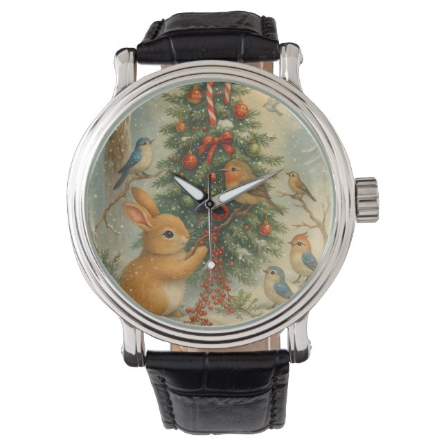 Reloj De Pulsera Cute woodland christmas cozy festive illustration  (Anverso)