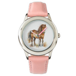 Reloj De Pulsera Cute y caprichosa marrón Pony Horse Kids