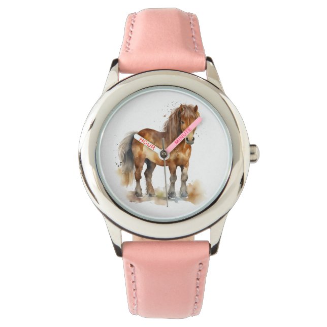 Reloj De Pulsera Cute y caprichosa marrón Pony Horse Kids (Anverso)