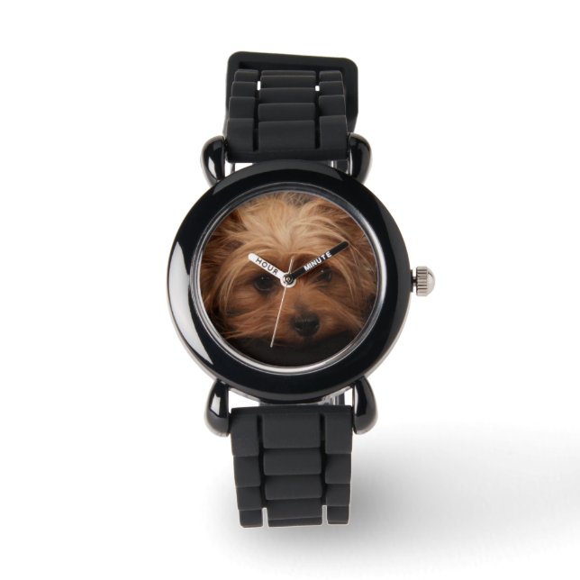 Reloj De Pulsera Cute Yorkie Purpurina Watch (Anverso)