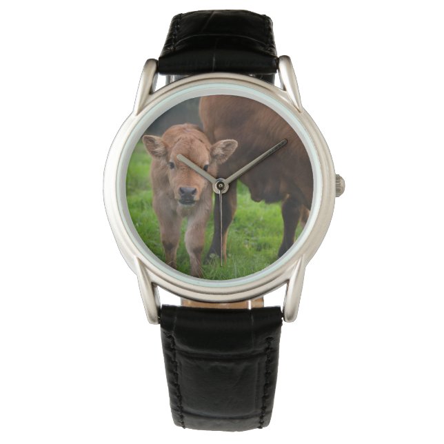 Reloj De Pulsera Cutest Baby Animals | Cow & Calf (Anverso)