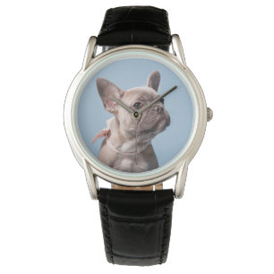 Reloj De Pulsera Cutest Baby Animals   French Bulldog Pink Bow