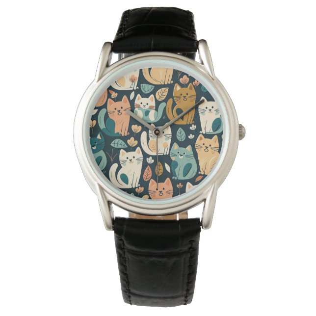 Reloj De Pulsera Cuto de patrón de gato artsy (Anverso)