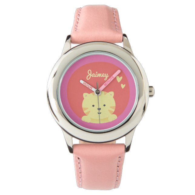 Reloj De Pulsera Cuto gato - Vigilar a los niños personalizados (Anverso)
