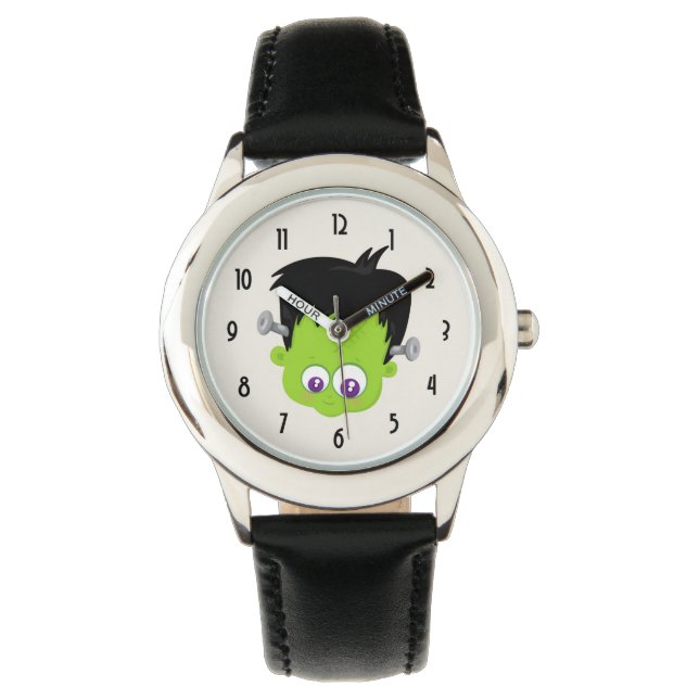 Reloj De Pulsera Cuto verde Frankenstein Monster cara Halloween (Anverso)