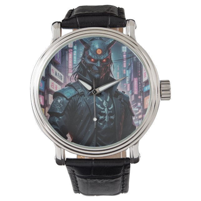 Reloj De Pulsera Cyberpunk Demon Samurai (Anverso)