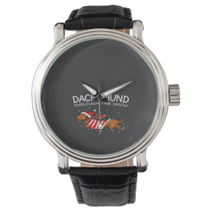 Reloj De Pulsera Dachshund A Través De La Nieve Perro Divertido Nav