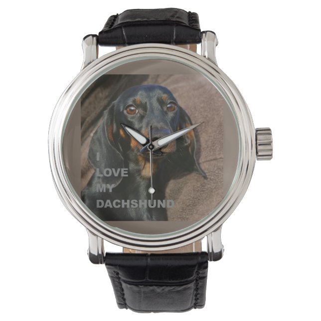 Reloj De Pulsera dachshund-black y tan love w pic (Anverso)