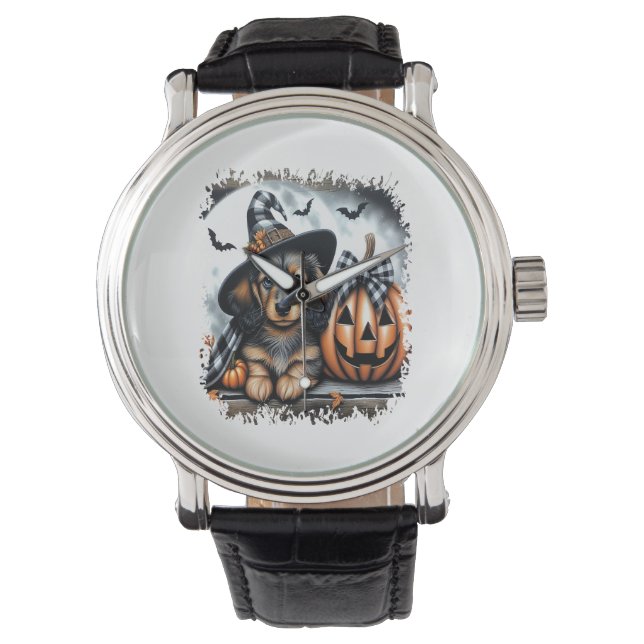 Reloj De Pulsera Dachshund Dog Halloween (Anverso)
