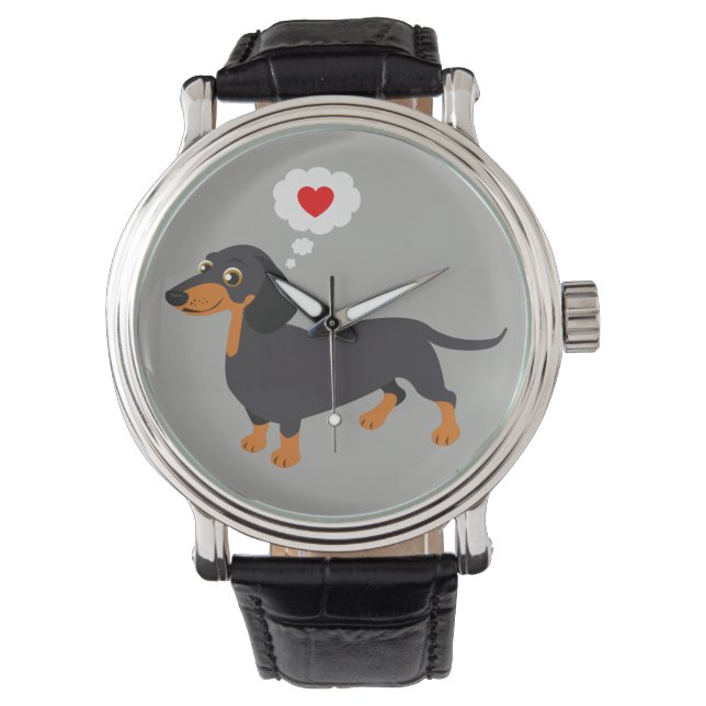 Reloj De Pulsera Dachshund Love Doxie Heart (Anverso)