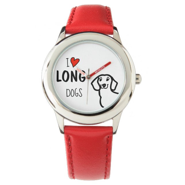 Reloj De Pulsera Dachshund Me Encantan Los Perros Largos Cute Cita  (Anverso)
