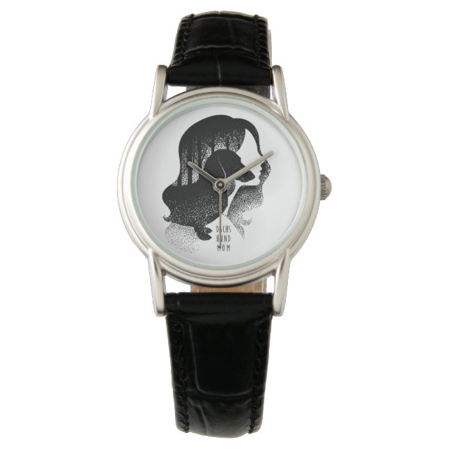 Reloj De Pulsera Dachshund Mom Dotwork Pointillism Ilustracion (Anverso)