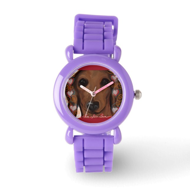 Reloj De Pulsera Dachshund Rojo   (Anverso)
