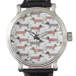 Reloj De Pulsera Dachshund Wiener Sausage Dog<br><div class="desc">Perros baratos Dachshund Wiener Sausage con ropa de cama lana. Perfecto para los amantes de los animales y las madres y padres de perros. Arte original de Nic Squirrell.</div>