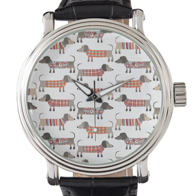 Reloj De Pulsera Dachshund Wiener Sausage Dog (Dachshund Wiener Sausage Dog pattern watch)