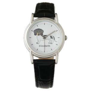 Reloj De Pulsera Dachshund Y Nombre De Pelo Corto Negro Y Tan Pieba