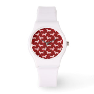 Reloj De Pulsera Dachshunds del copo de nieve del navidad rojos