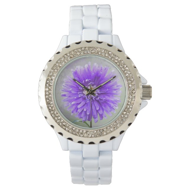 Reloj De Pulsera Dahlia morada en acuarela (Anverso)