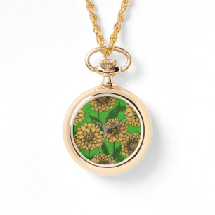 Reloj De Pulsera Dahlias en amarillo y verde