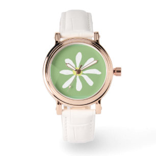 Reloj De Pulsera Dainty Daisy Watch (Sage Green & White)