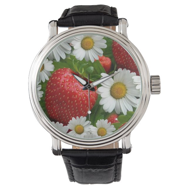 Reloj De Pulsera Daisies y fresas (Anverso)