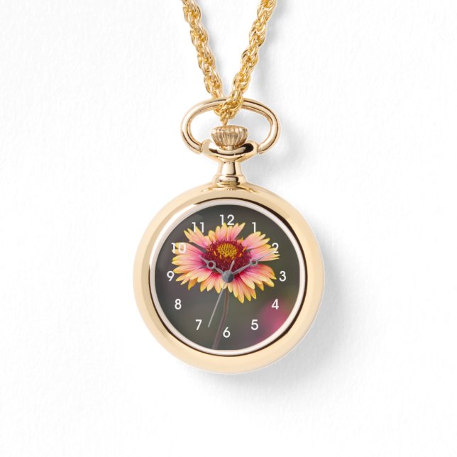Reloj De Pulsera Daisy del desierto rosa y amarillo (Anverso)