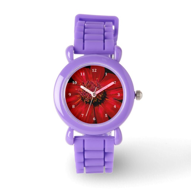 Reloj De Pulsera Daisy rojo brillante (Anverso)