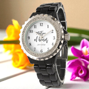 Reloj De Pulsera Dama de Honor Bodas en Blanco y Negro 