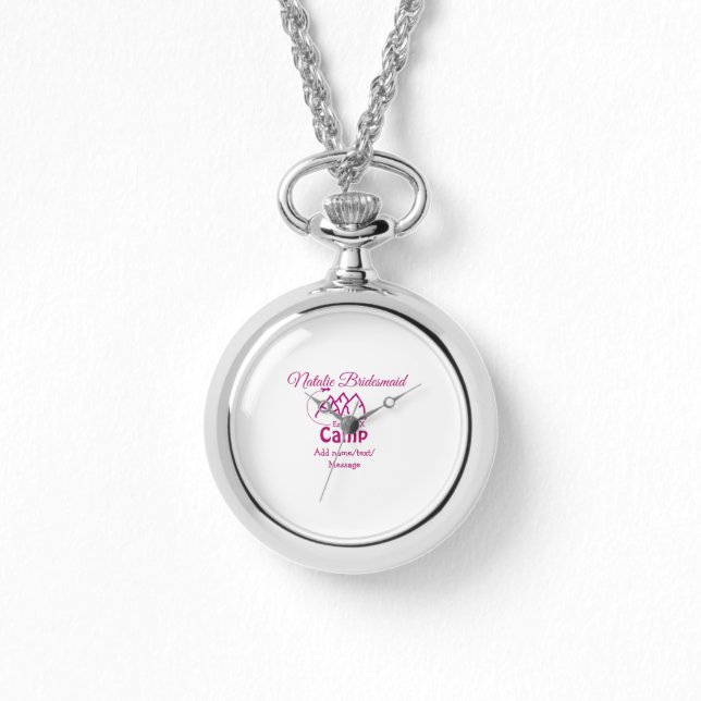 Reloj De Pulsera dama de honor de campamento rosa agregar nombre fe (Anverso)
