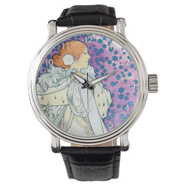 Reloj De Pulsera Dama de la Camelias, Alphonse Mucha (Anverso)