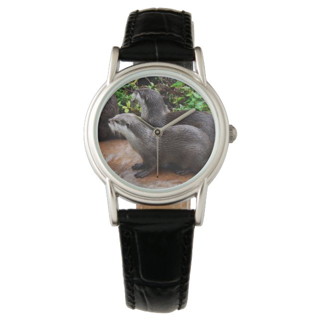 Reloj De Pulsera Damas totalmente devotos de Black Leather Watch. (Anverso)