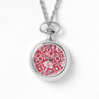 Damasco de claveles de Art Nouveau, rojo y blanco