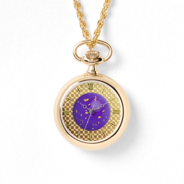 Reloj De Pulsera Damasco de oro con piedra de imitación de lapis la (Anverso)