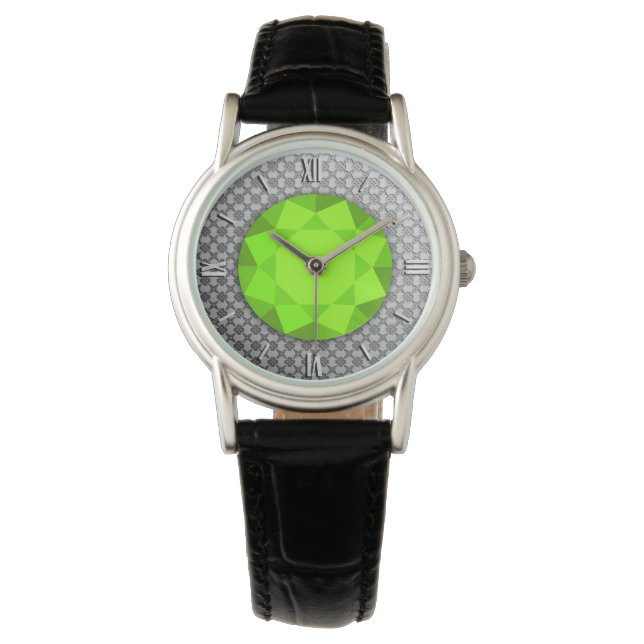 Reloj De Pulsera Damasco plateado con piedra peritana falsa (Anverso)